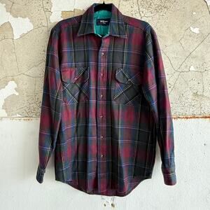 Vtg 90s Plaid Flannel Shirt Jacket Shacket Mens M Grunge Cabincore Outdoor Retro